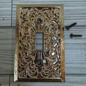 Ornate Filagree Gold Metal Light Cover Switches Metal Light Covers Country